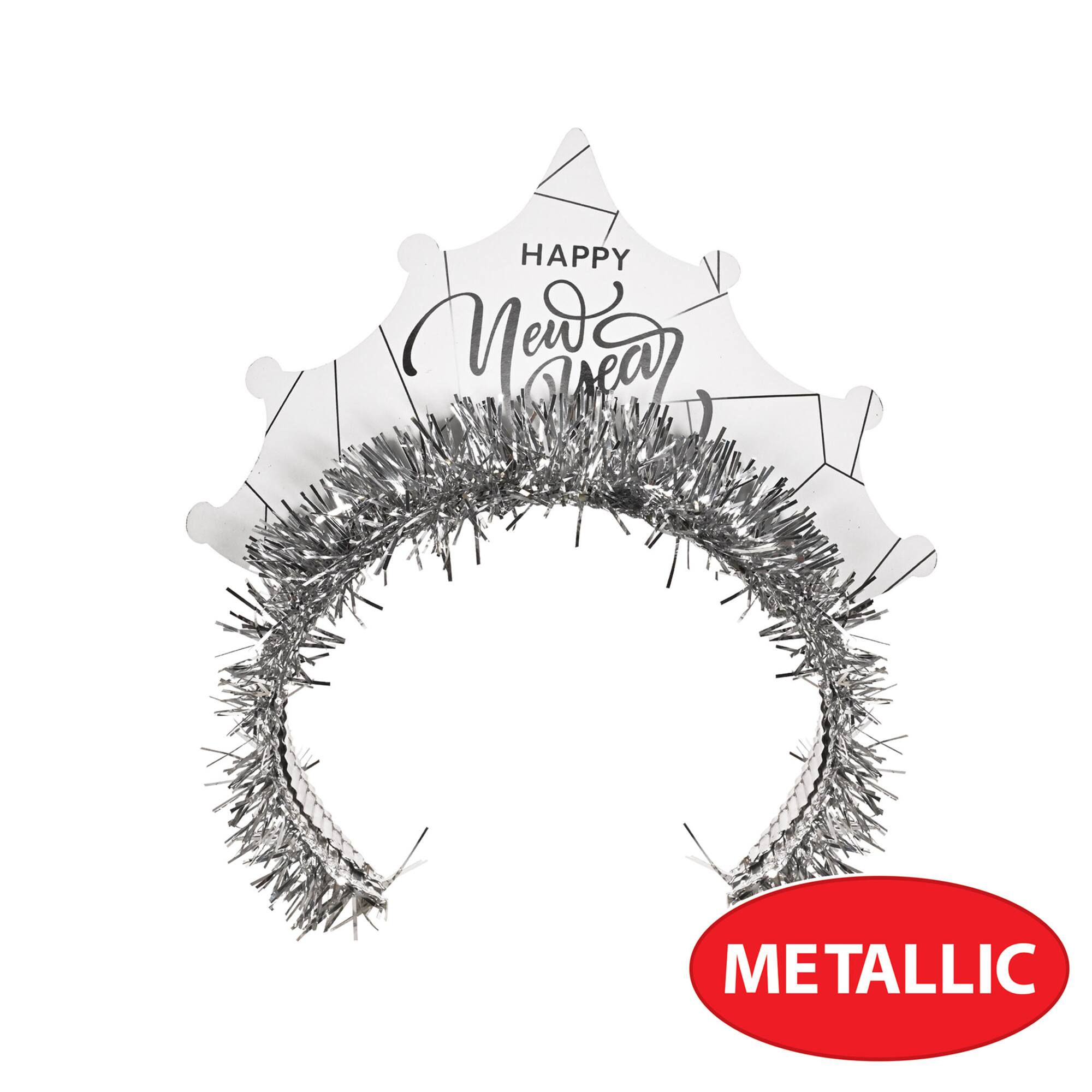 Beistle White New Year Silver Tiaras, 50ct.